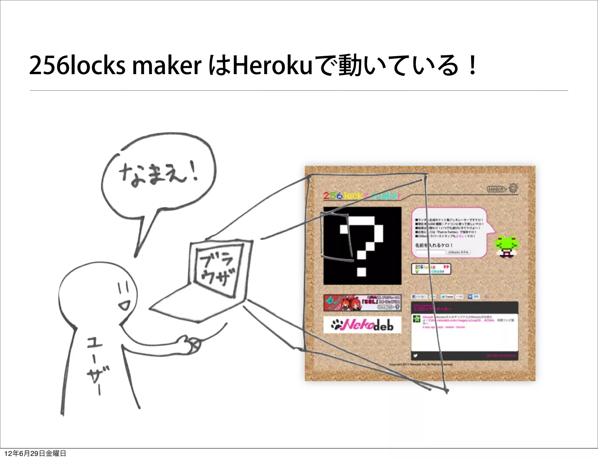 256locks maker はHerokuで動いている！




12年6月29日金曜日
 