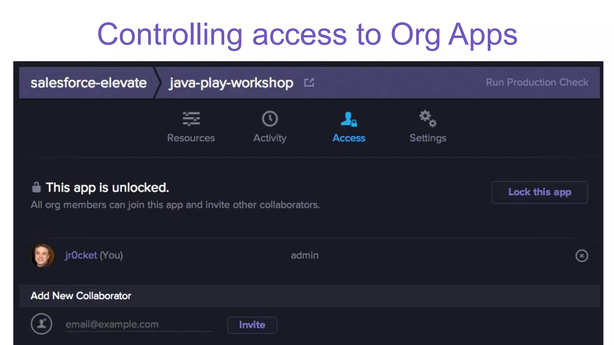Controlling access to Org Apps
 