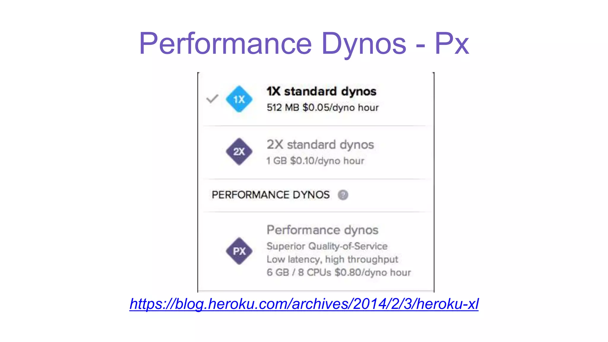 Performance Dynos - Px
https://blog.heroku.com/archives/2014/2/3/heroku-xl
 
