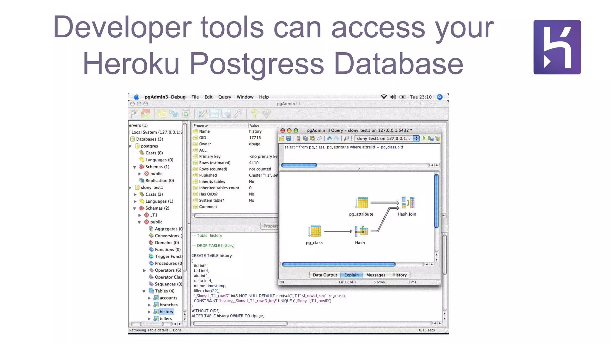 Developer tools can access your
Heroku Postgress Database
 