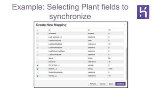 Example: Selecting Plant fields to
synchronize
 