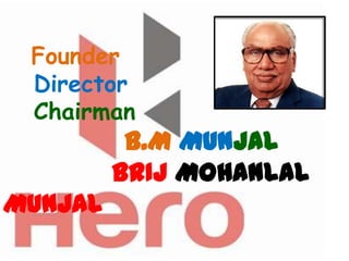 Founder
 Director
 Chairman
          B.M MUNJAL
         BRIJ MOHANLAL
MUNJAL
 
