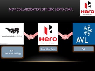 NEW COLLABORATION OF HERO MOTO CORP.
EBR
( Erik Buell Racing )
Hero Moto Corp. AVL
 
