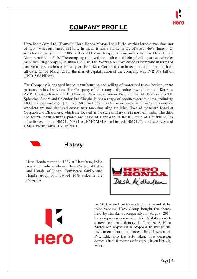 2 report wheeler sales honda Hero Motocrop Report project CSR