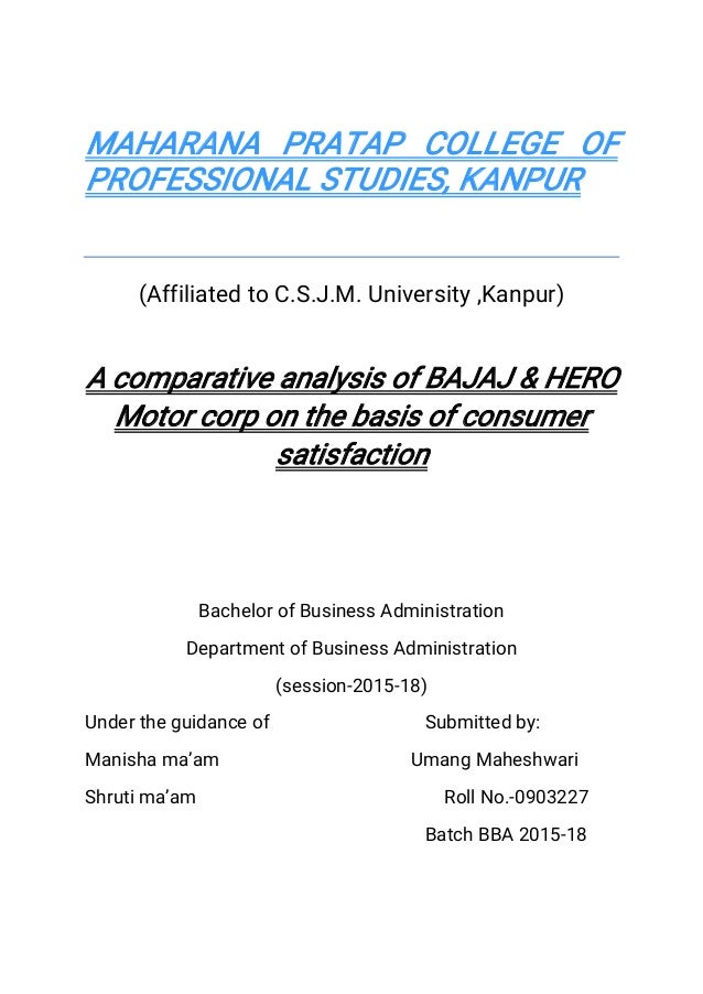 cycle report hero pdf project and pdf Project motocorp bajaj  Hero Report
