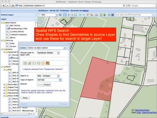 15
Spatial WFS Search:
Draw Shapes to find Geometries in source Layer
and use these for search in target Layer!
 