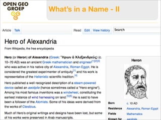 25
What’s in a Name - II
 