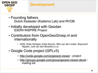 Architecture - Client/Server with mainly
Open OGC Standards
Heron
39
PyWPS
WMS WFS WMTS TMS WPS CSWCustom
Proxy
Heron.cgi
Your Scripts...
Client
API
Server
= Planned
 