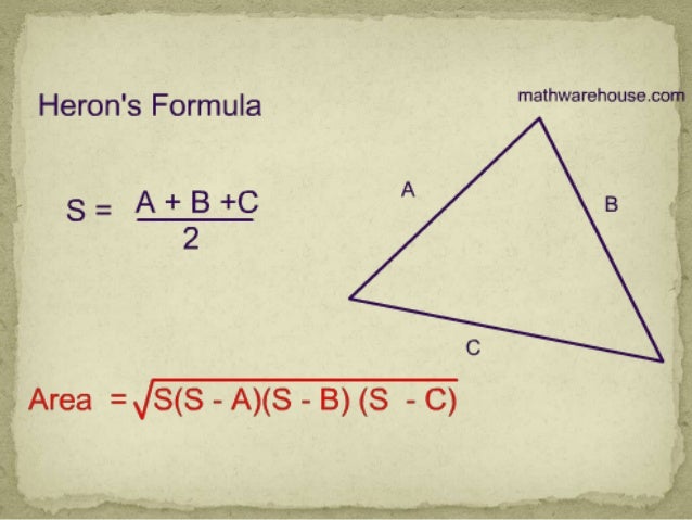 Triangular irregular respectively Herons formula