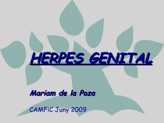 HERPES GENITAL Mariam de la Poza CAMFiC Juny 2009   