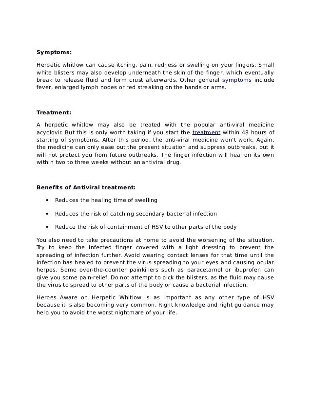 Herpes aware herpetic whitlow causes, symptoms and treatment