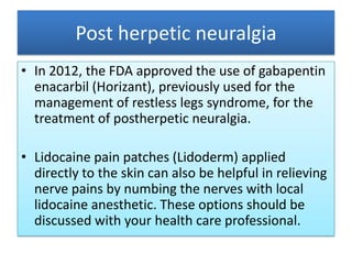 gabapentin post zoster neuralgie
