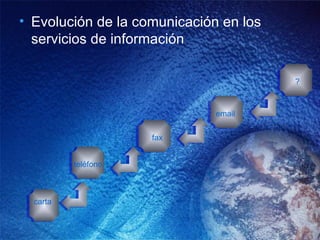 Evolución de la comunicación en los servicios de información carta teléfono fax email ? 