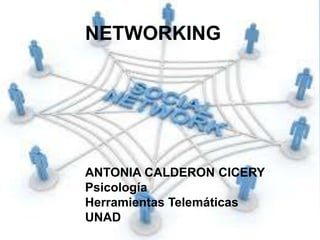 NETWORKING
ANTONIA CALDERON CICERY
Psicología
Herramientas Telemáticas
UNAD
 