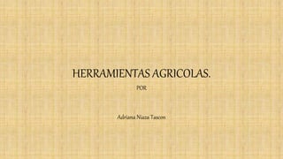 HERRAMIENTAS AGRICOLAS.
POR
Adriana Niaza Tascon
 