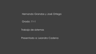Hernando Grandas y José Ortega
Grado: 11-1
Trabajo de sistemas
Presentado a: Leandro Cadena
 