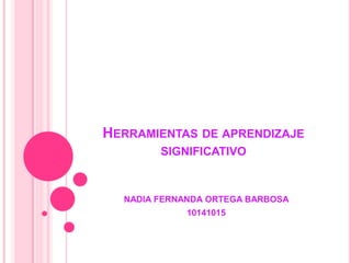 HERRAMIENTAS DE APRENDIZAJE
        SIGNIFICATIVO



  NADIA FERNANDA ORTEGA BARBOSA
             10141015
 