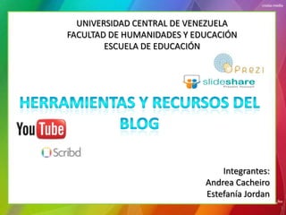 UNIVERSIDAD CENTRAL DE VENEZUELA
FACULTAD DE HUMANIDADES Y EDUCACIÓN
        ESCUELA DE EDUCACIÓN




                                Integrantes:
                            Andrea Cacheiro
                            Estefanía Jordan
                                               1
 