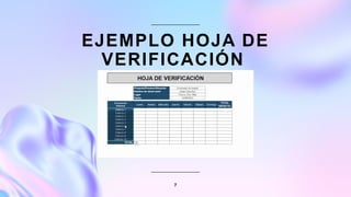EJEMPLO HOJA DE
VERIFICACIÓN
7
 