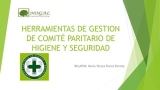 HERRAMIENTAS DE GESTION
DE COMITÉ PARITARIO DE
HIGIENE Y SEGURIDAD
RELATOR: María Teresa Flores Peralta
 