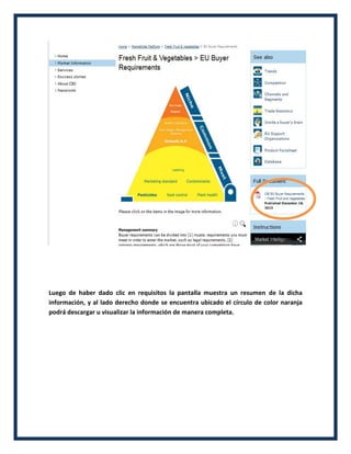 Luego de haber dado clic en requisitos la pantalla muestra un resumen de la dicha
información, y al lado derecho donde se encuentra ubicado el círculo de color naranja
podrá descargar u visualizar la información de manera completa.
 