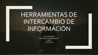 HERRAMIENTAS DE
INTERCAMBIO DE
INFORMACIÓN
Universidad IEU
Maria de los Angeles Ceron
AR12
Actividad 3
 