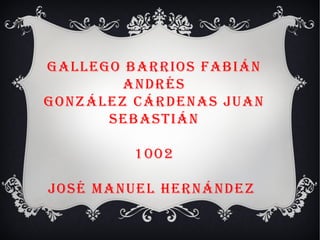 Gallego Barrios Fabián Andrés González Cárdenas Juan Sebastián 1002 José Manuel Hernández 