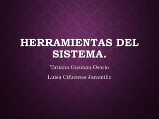 HERRAMIENTAS DEL
SISTEMA.
Tatiana Guzmán Osorio
Luisa Cifuentes Jaramillo
 