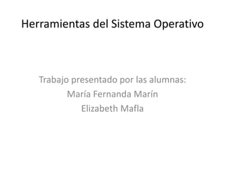 Herramientas del Sistema Operativo
Trabajo presentado por las alumnas:
María Fernanda Marín
Elizabeth Mafla
 