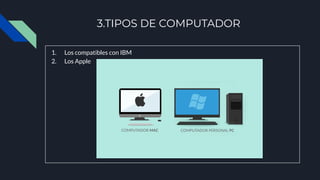 3.TIPOS DE COMPUTADOR
1. Los compatibles con IBM
2. Los Apple
 