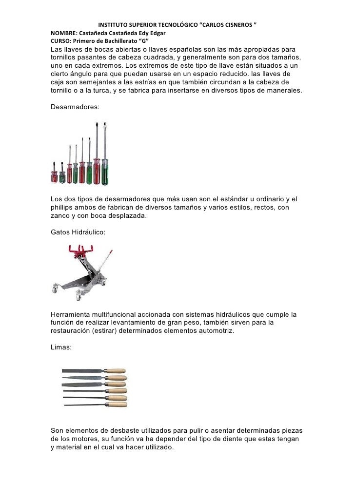 Herramientas de mecánica automotriz