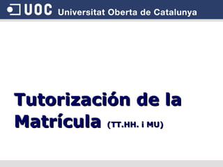Tutorización de la  Matrícula  (TT.HH. i MU) 