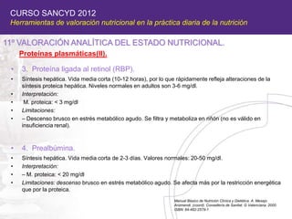 CURSO SANCYD 2012
 Herramientas de valoración nutricional en la práctica diaria de la nutrición

11º VALORACIÓN ANALÍTICA ...