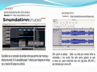 AUDIO
SOUNDATION STUDIO   AUDACITY.
beta.
 