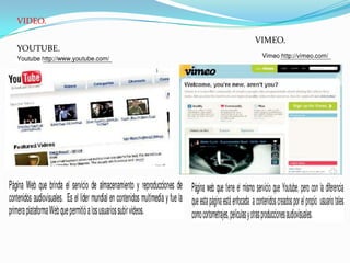 VIDEO.

           VIMEO.
YOUTUBE.
 