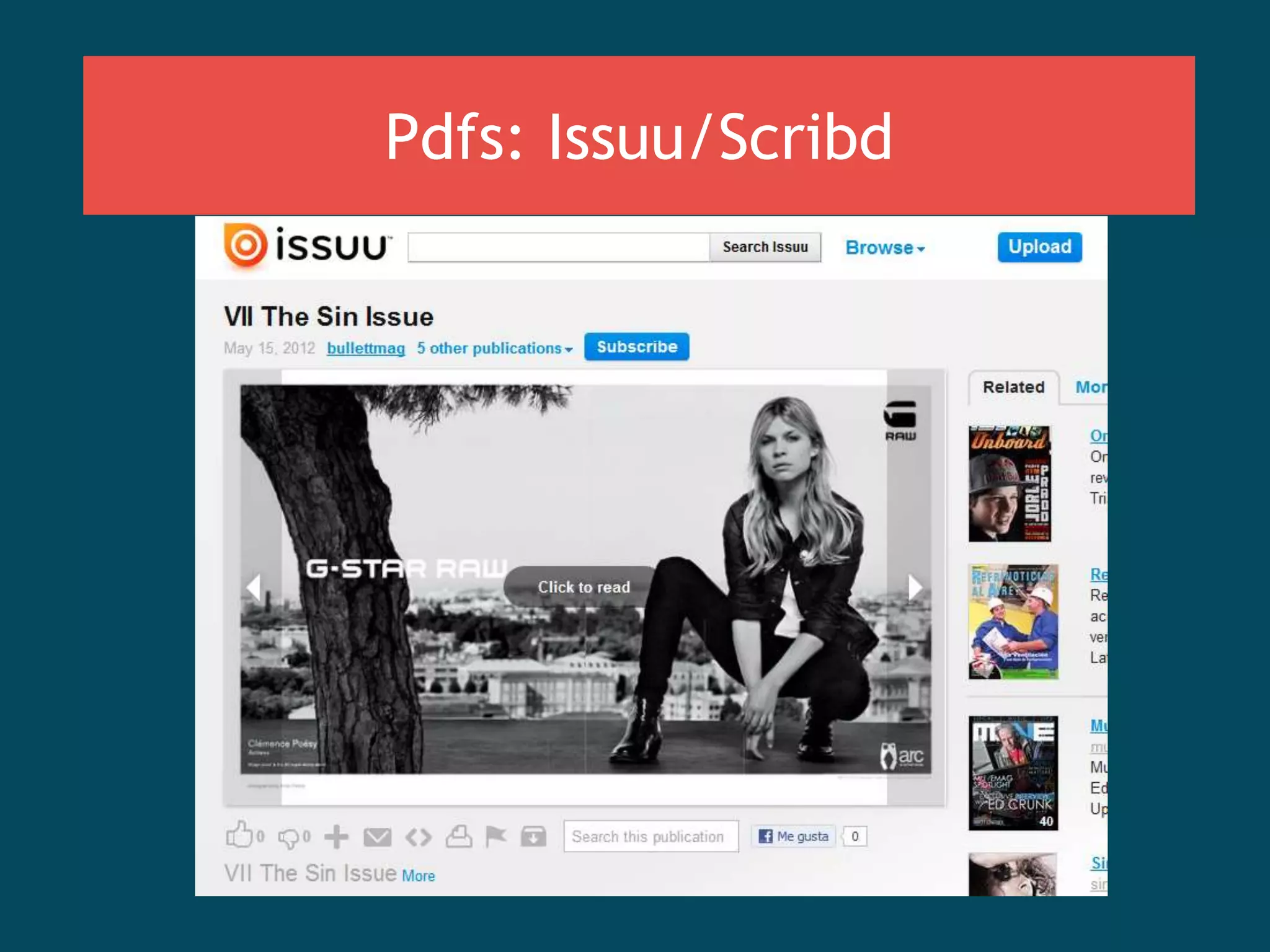 Pdfs: Issuu/Scribd
 