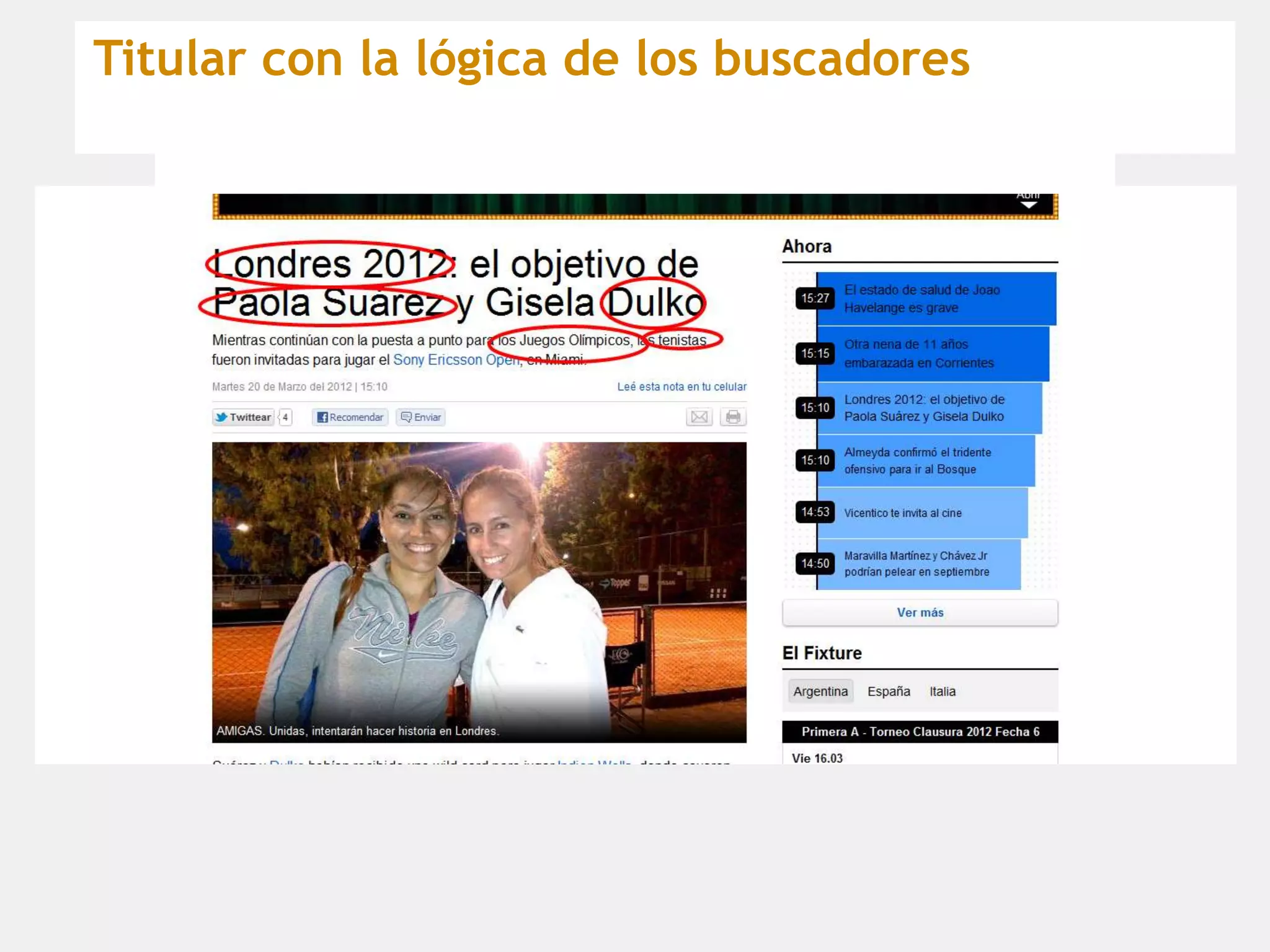 Titular con la lógica de los buscadores
 