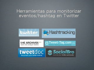 Herramientas para monitorizar
 eventos/hashtag en Twitter
 