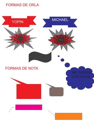 FORMAS DE ORLA
YOPIN
MICHAEL
FORMAS DE NOTA
ME ARDEN
LOS OJOS
 
