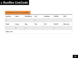 5. RunRev LiveCode




                     31
 