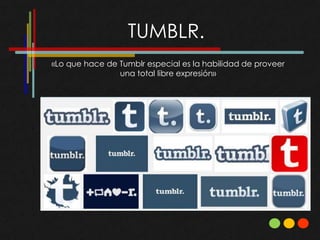 «Lo que hace de Tumblr especial es la habilidad de proveer
                una total libre expresión»
 