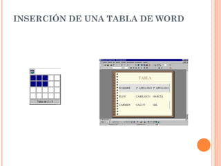 INSERCIÓN DE UNA TABLA DE WORD

 