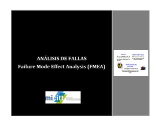 ANÁLISIS DE FALLAS
Failure Mode Effect Analysis (FMEA)
.
 