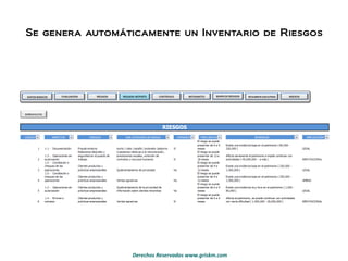 Se genera automáticamente un Inventario de Riesgos 