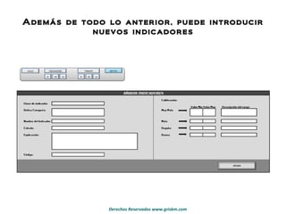 Además de todo lo anterior, puede introducir nuevos indicadores 