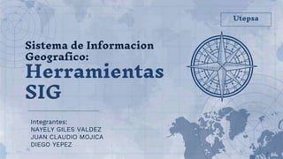 Integrantes:
NAYELY GILES VALDEZ
JUAN CLAUDIO MOJICA
DIEGO YEPEZ
Sistema de Informacion
Geografico:
Herramientas
SIG
Utepsa
 