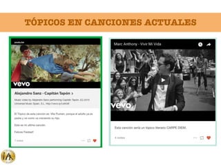 TÓPICOS EN CANCIONES ACTUALES
 