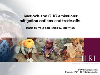 Livestock and GHG emissions:  mitigation options and trade-offs Mario Herrero and Philip K. Thornton CCAFS Science meeting December 1st-2nd , 2010 | Cancun, Mexico 