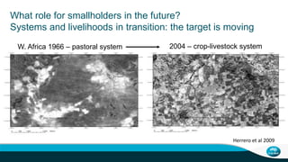 W. Africa 1966 – pastoral system 2004 – crop-livestock system
What role for smallholders in the future?
Systems and liveli...