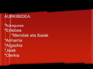 AURKIBIDEA:
*kokagunea
*Erliebea
*Mendiak eta Ibaiak
*Armarria
*Argazkia
*Jaiak
*Olerkia
 